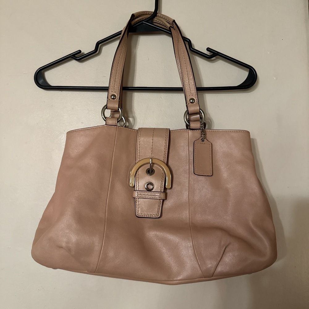 Coach Blush Pink Leather Shoulder Bag with Gold Hardware